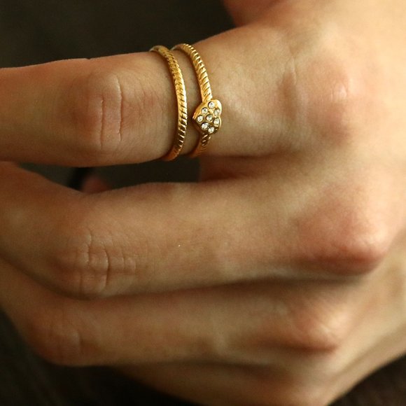 RENEE Ring - Double Stacked Zirconia Heart - Picture 6 of 9